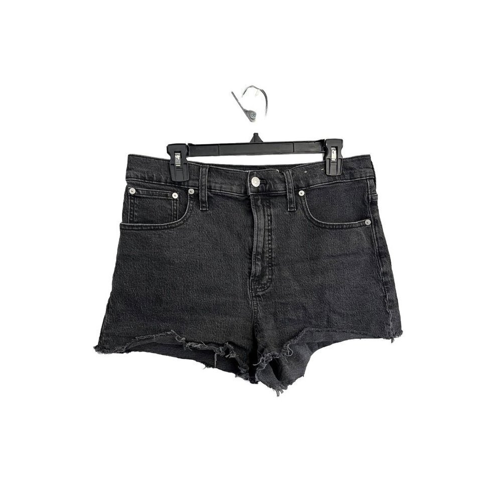 Madewell The Perfect Jean Short Women 30 Dark Wash Black Distressed Hem